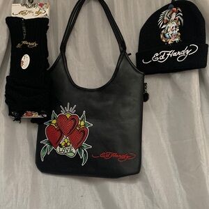 Ed Hardy Black purse  Heart Design